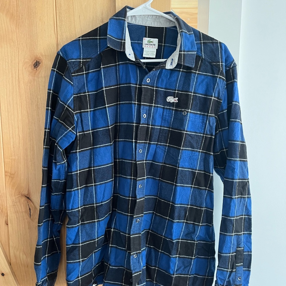 Lacoste plaid button up flannel (size large)